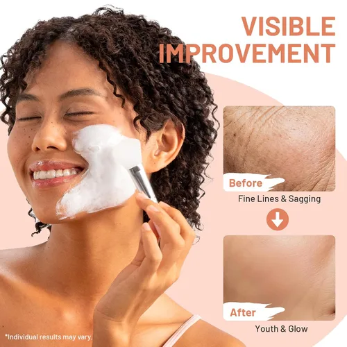 Vista 4 de Máscara facial de envoltura nocturna de péptidos de colágeno, 5.07 onzas, mascarilla facial despegable durante la noche con ácido hialurónico