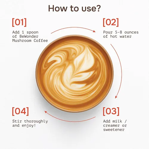 Vista 5 de Café de hongos – 9 hongos adaptogénicos – Melena de león orgánica, Chaga, Reishi, cola de pavo, café instantáneo – para claridad, enfoque, energía