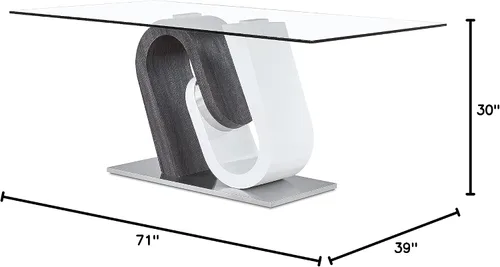 Vista 3 de Global Furniture USA Mesa de comedor con base gris y blanca Gris- blanco