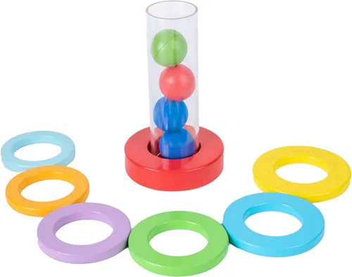 Vista 8 de Montessori - Anillos y bolas interactivas apilables para bebés de 6 a 12 meses, tubo transparente divertido