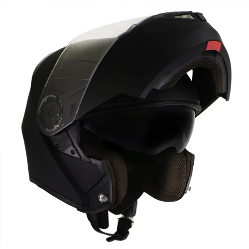 Vista 9 de Milwaukee Helmets H7005 Flat Black MayDay Modular Casco de motocicleta inalámbrico de cara completa - Stream Music-Llamadas telefónicas
