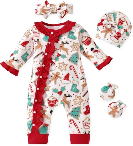 Vista 28 de Aalizzwell Mameluco para bebés niñas, traje de otoño invierno con accesorios Guepardo