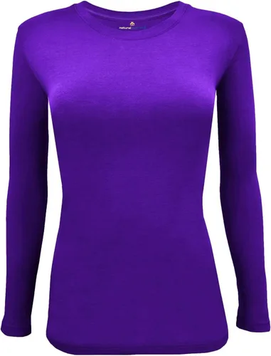 Vista 2 de Natural Uniforms - Camiseta de manga larga y cuello redondo para usar debajo de la ropa quirúrgica, para mujer