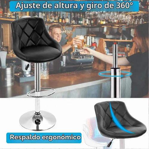Vista 6 de Dkeli Taburetes de bar de altura de mostrador, juego de 2 sillas de bar ajustables de cuero para cocina, sala de estar, pub, taburete giratorio