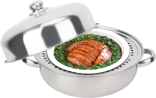 Vista 7 de Olla de vapor multifuncional de acero inoxidable de una sola capa, olla de vapor de alimentos olla olla de vapor para el hogar olla para cocinar