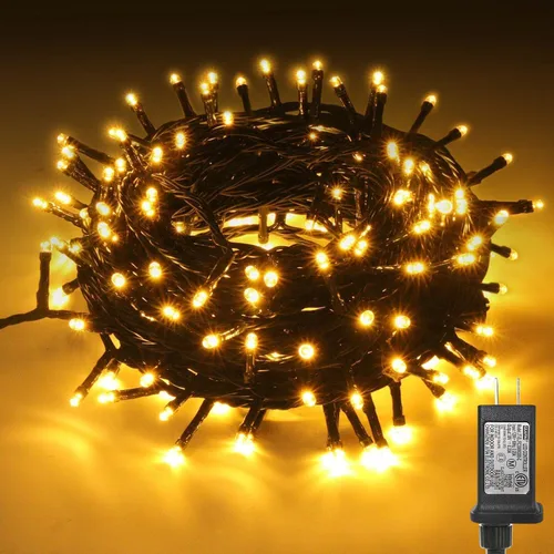 Vista 7 de JTSIOV - Cadena de luces de 10 metros/32 pies con 100 LED para árbol de Navidad, 8 modos, luces de hadas impermeables para exteriores, alimentadas