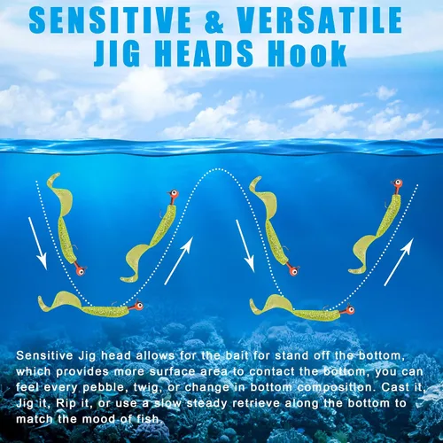 Vista 6 de 30 piezas de anzuelos de pesca con cabeza de bola redonda con ojos 3D Crappie jig señuelo pintados ganchos para lubino crappie lubino trucha agua