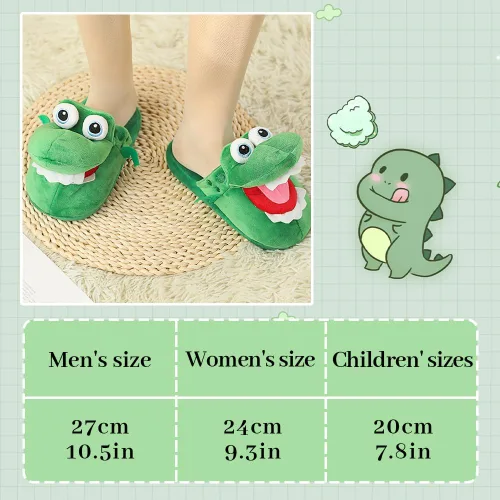 Vista 6 de kaguster Divertidas pantuflas de cocodrilo para mujer, con boca de cocodrilo, bonitas, suaves y cálidas para invierno, para mujeres, hombres y niños