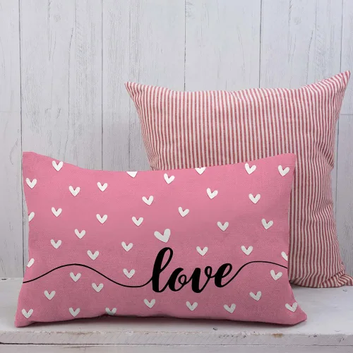 Vista 7 de GEEORY GW05-12 - Juego de 2 fundas de almohada para el día de San Valentín de 12 x 20 pulgadas, fundas de almohada decorativas con corazones rosados