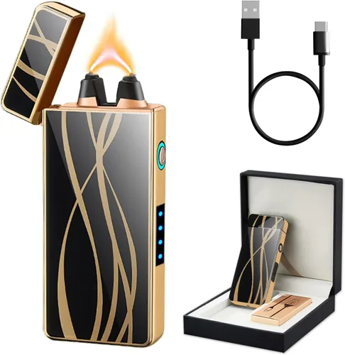 Vista 7 de Encendedor eléctrico recargable de arco de llama grande, tipo C, plasma, resistente al viento, con chip inteligente para campamento, aventura