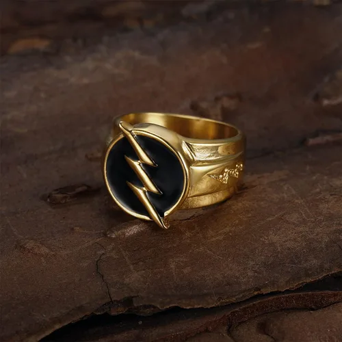 Vista 3 de PAURO Anillo de fiesta de acero inoxidable para hombre, diseño de perno de trueno
