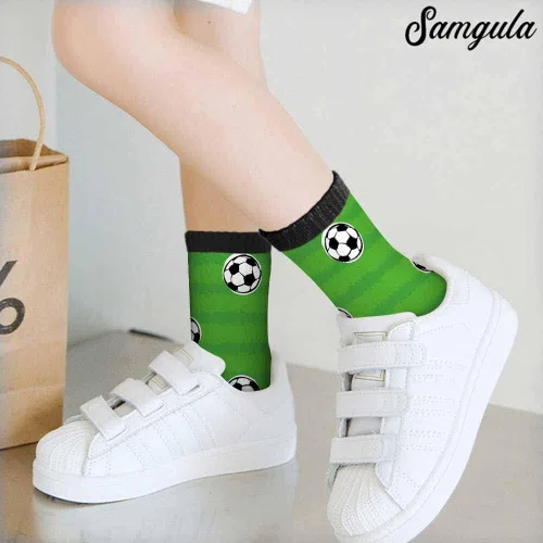 Vista 7 de Samgula Red Striped Crew Socks for Woman Size 6-8 Christmas Tree Moose Snowflake Dots Lines Girls Socks