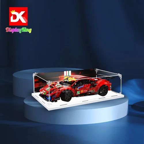 Vista 3 de Vitrina acrílica con tornillo para Lego Ferrari 488 GTE AF Corse #51 1,658.465 - 0.118 in de grosor (Lego Set no incluido) (con fondo temático)