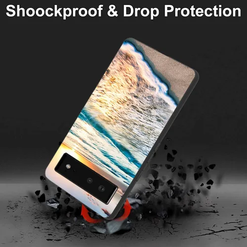 Vista 2 de Compatible con Google Pixel 6, estética, Sunrise Beach Blue Waves suave TPU a la moda, delgada, a prueba de golpes, fundas protectoras para mujeres