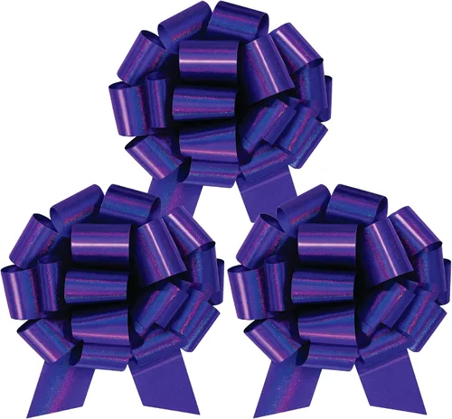 Vista 24 de Lazo de regalo grande azul de 12 pulgadas, lazo metálico con cuerda de tirar perfecto para envolver regalos, grandes presentes, autos, bicicletas