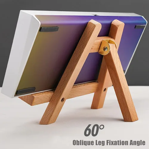 Vista 3 de QQXX Soporte de pantalla de teclado de madera portátil, soporte triangular Soporte de teclado ajustable con diseño de ranura para tarjetas,Mini