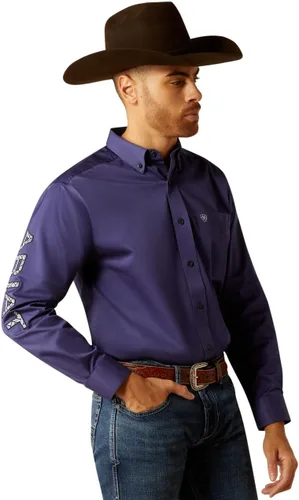 Vista 36 de Camisa de sarga con logotipo del equipo ARIAT de ajuste clásico para hombre Sea Scape USA 3X-Large Turkish Sea