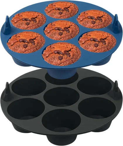 Vista 11 de Webake Sartén de silicona para hornear para hornear, moldes de tubo estriado antiadherentes sin BPA, 4 cavidades, juego de 2