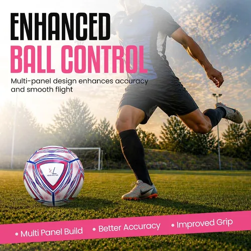 Vista 7 de Soccer Ball Size 4 for Youth & Adult Azul y rosa