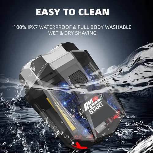 Vista 4 de Cyberpunk Mini afeitadora eléctrica, maquinilla de afeitar eléctrica portátil para hombres, pantalla inteligente, IPX7 impermeable, afeitado húmedo