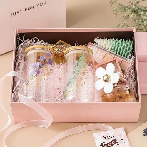 Vista 3 de NETANY Paquete de 1 Vasos de Vidrio con Tapas y Pajitas de Bambú de 16 onzas, Regalos para Mujeres, Juego de Vasos para Beber, Café Helado, Taza
