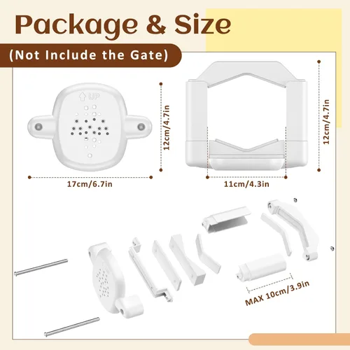 Vista 5 de Adaptador de barandilla para puerta de bebé: 2 piezas, kit de montaje de poste de escalera para bebé, puertas de bebé para escaleras, adaptador