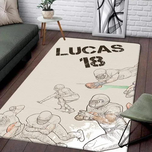 Vista 20 de Personalized Amazing Football Athlete Rug with Name Number, Football Welcome Mat 2x3 3x5 4x6 5x8, Sports Bathroom Rug for Living Room Bedroom