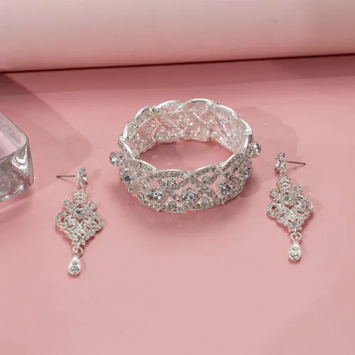 Vista 6 de Pulseras elásticas para mujer, con diamantes de imitación, para boda, novia, dama de honor, tenis, pulseras elásticas con diamantes de imitación