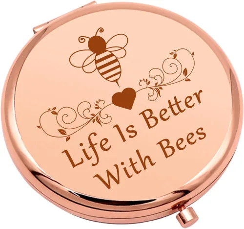 Vista 8 de Regalo de abeja para mujeres, regalos para amantes de las abejas de la miel, regalos para niñas, regalos inspiradores, espejo de maquillaje compacto