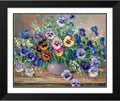 Vista 2 de ArtDirect Bouquet of pansies 18x15 Black Modern Wood Framed with Double Matting Museum Art Print by Paleta, Anna