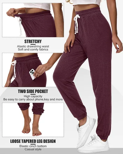 Vista 5 de Ficerd 3 piezas de pantalones deportivos para mujer, casuales, suaves, de descanso, cintura alta, atléticos con bolsillos
