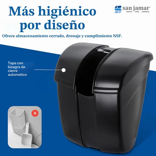 Vista 6 de San Jamar Saf-T-Ice Caddy de Plástico para Cucharones, 86 oz, Negro
