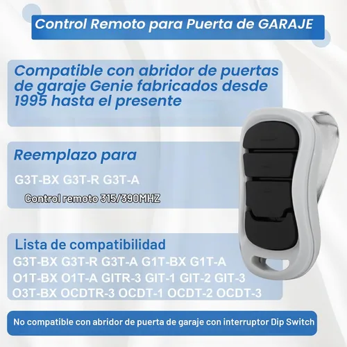 Vista 3 de para el control remoto del sensor de la puerta del garaje Genie, compatible