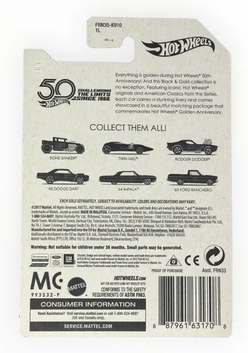 Vista 2 de Hot Wheels Twin Mill, negro y dorado Serie 50 Aniversario