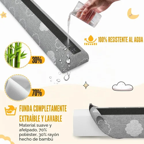 Vista 7 de Sleepah Protectores de cama para niños pequeños, protectores de riel de espuma viscoelástica, impermeables, lavables, de doble cara, antideslizante