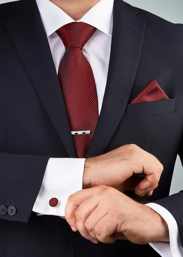 Vista 14 de Juego de corbata de regalo para hombre, corbata sedosa, bolsillo cuadrado, clips de corbata, gemelos para hombres