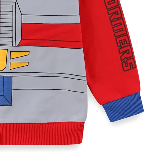 Vista 7 de Disfraz de Transformers de Hasbro: sudadera con capucha con cremallera para niños grandes, Optimus Prime y Bumblebee Rojo