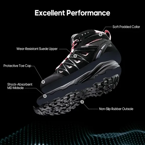 Vista 4 de NORTIV 8 Botas de senderismo impermeables para mujer, para exteriores, senderismo, camping, botas de búsqueda
