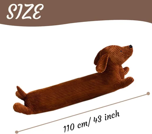 Vista 2 de Almohada larga de felpa de perro salchicha de 43 pulgadas, almohada corporal de perro marrón, muñeca de animal, almohada larga para dormir