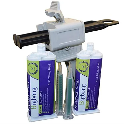 Vista 3 de Bigbong Pistola dispensadora 1:1, aplicador manual, dispensador de adhesivo y 5 boquillas de mezcla estáticas, puntas mixtas y 2 adhesivos epoxi
