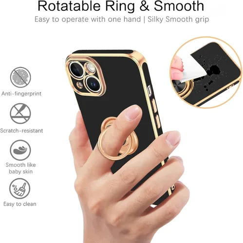 Vista 2 de VENINGO Funda para iPhone 14, funda para iPhone 14, ajuste delgado, suave soporte de anillo de 360° con base, compatible con soporte magnético