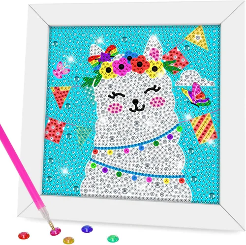 Vista 9 de QEUOYSS Kit de arte de diamantes para niños con marco de madera, arte y manualidades para niños de 6 a 8 a 10 a 12 años, fácil de hacer tú mismo
