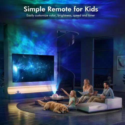Vista 5 de Rossetta Proyector de galaxia de doble lente, proyector de estrellas para dormitorio con ruido blanco y altavoz Bluetooth, control remoto