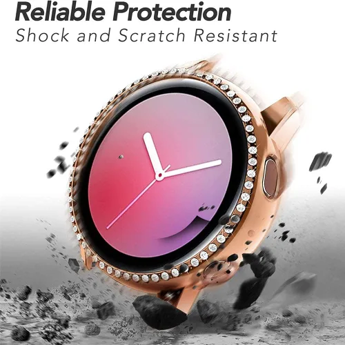 Vista 6 de FitTurn Funda protectora brillante compatible con Samsung Galaxy Watch Active2 de 1.575 pulgadas, 1.732 pulgadas, protector de placa de diamantes