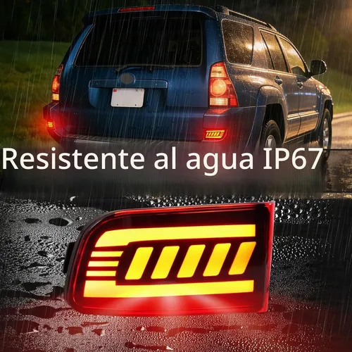 Vista 4 de Carcasa roja LED para parachoques trasero, reflector, antiniebla, DRL, kit de montaje para 2003-2005 4Runner 2002-2009 Land Cruiser Prado 120