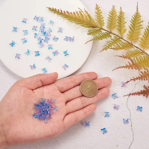 Vista 4 de LiQunSweet 200 piezas coloridas de cabujones de cristal en forma de mariposa 3D sin agujeros para adornos, fabricación de joyas, manualidades