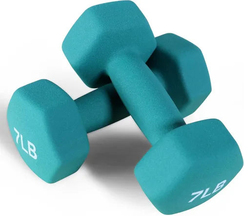 Vista 13 de Fitvids Neoprene Dumbbell Hand Weights, Anti-Slip, Anti-roll, Hex Shape Colorful, Pair or Set with Stand