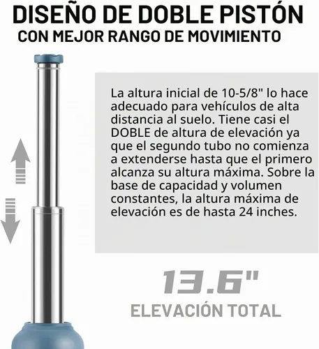 Vista 3 de BAOSHISHAN Gato de botella de 4 toneladas 26,7 cm a 61 cm de rango de elevación Gato de botella de alta elevación de doble pistón Gato hidráulico