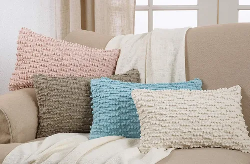 Vista 4 de SARO LIFESTYLE Almohada Nubby con relleno de plumón Gris