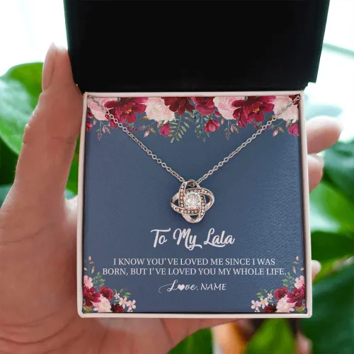 Vista 2 de Collar de Lala personalizado de nietos, nieta, nieto, I've Loved You My Whole Life Floral Lala cumpleaños, día de la madre, Navidad, tarjeta